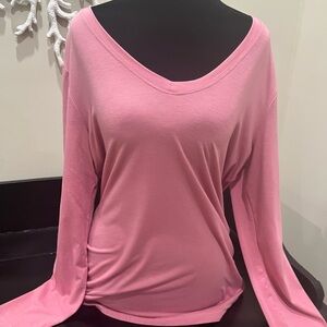 Athleta Pink Long Sleeve V-Neck Top | Size Large | Excellent Condition